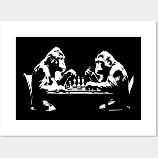 monkeys play chess Posters and Art